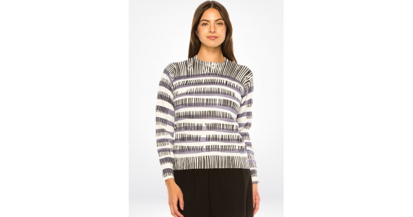 Lavender Lines Striped Knit Sweater Modest Women Clothing Yal New York