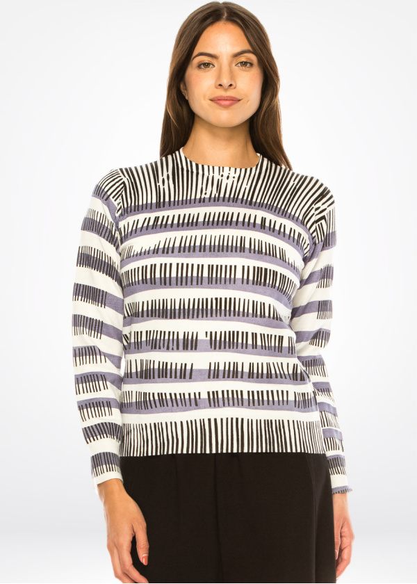 Lavender Lines Striped Knit Sweater