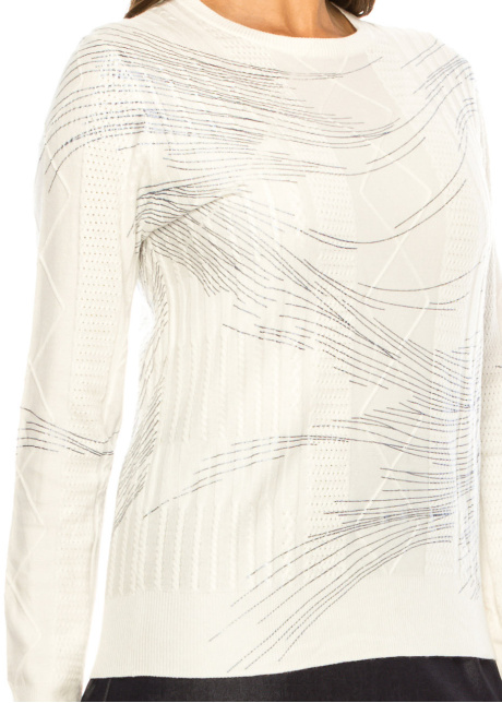 Abstract Art White Knit Pullover