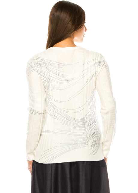 Abstract Art White Knit Pullover