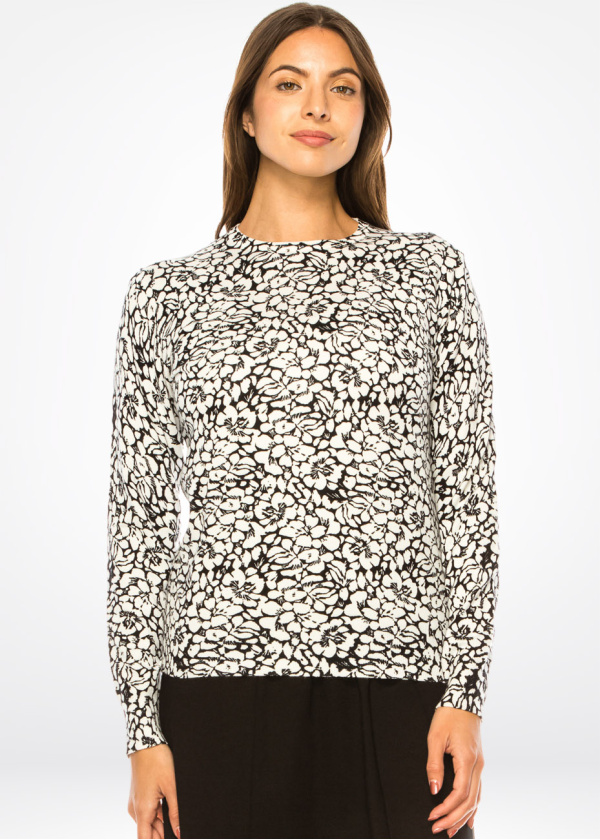 Black & White Floral Dream Knit Top