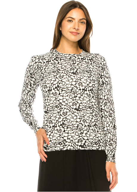 Black & White Floral Dream Knit Top