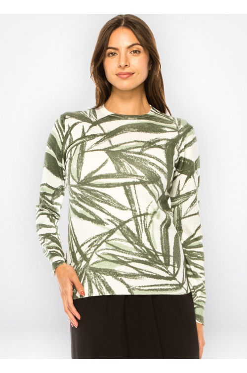 Green Leaf Illusion Knit Top