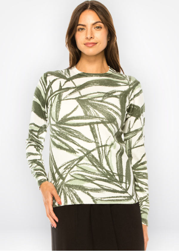 Green Leaf Illusion Knit Top