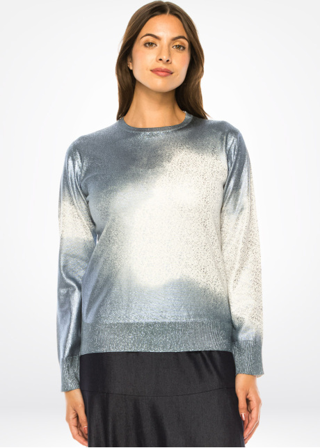 Silver Shimmer Gradient Knit Sweater