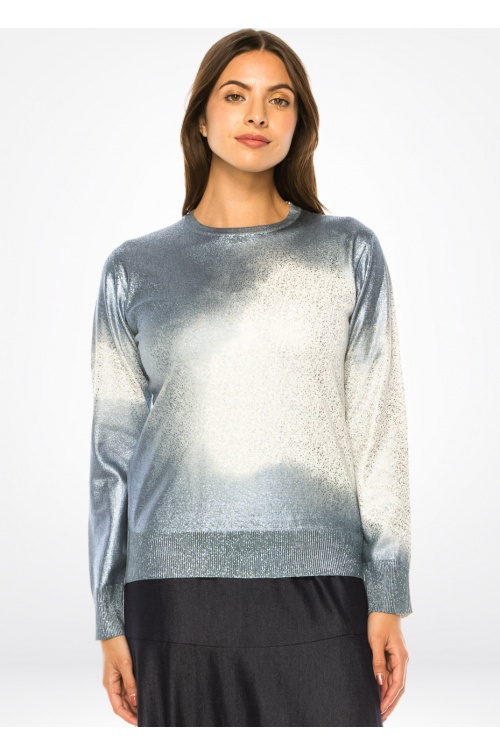 Silver Shimmer Gradient Knit Sweater