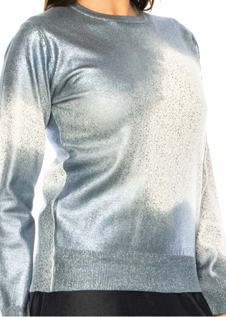 Silver Shimmer Gradient Knit Sweater