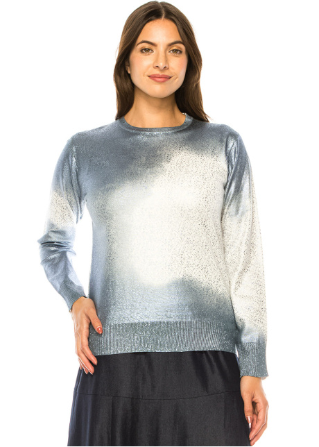 Silver Shimmer Gradient Knit Sweater
