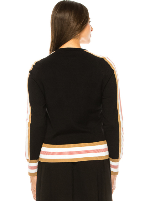 Pink Accented Black Knit Top