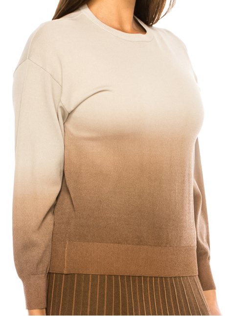 Beige to Brown Crew Neck Sweater