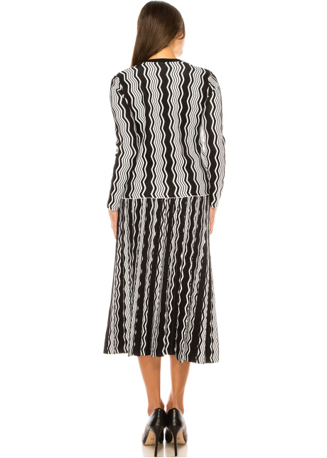 Op-Art Zigzag Midi Skirt