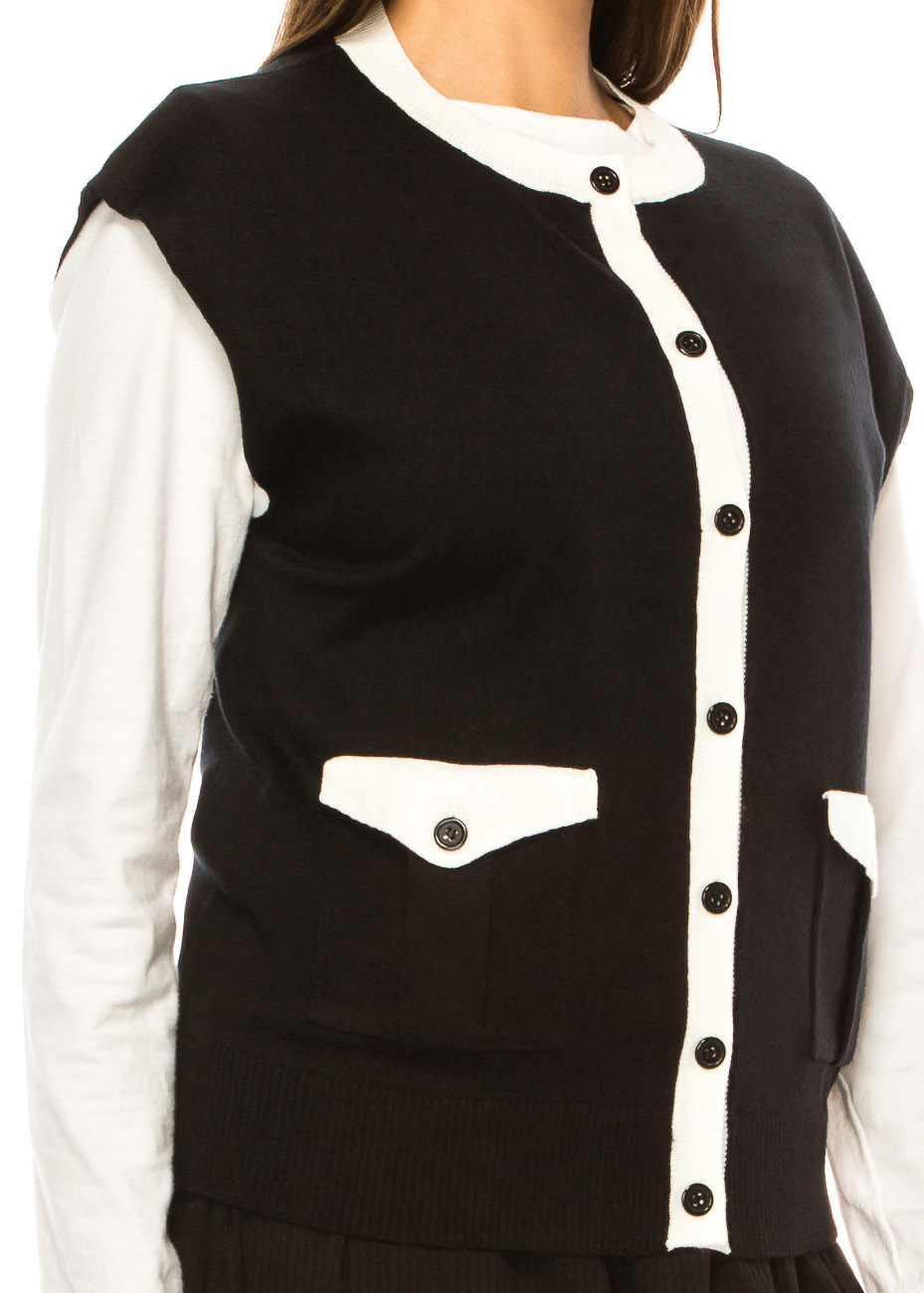 Black & White Trim Knit Vest