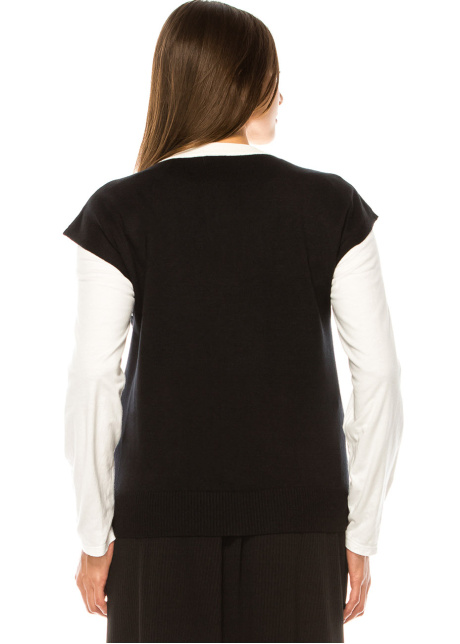 Black & White Trim Knit Vest