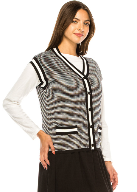 Classic Contrast Trim Vest