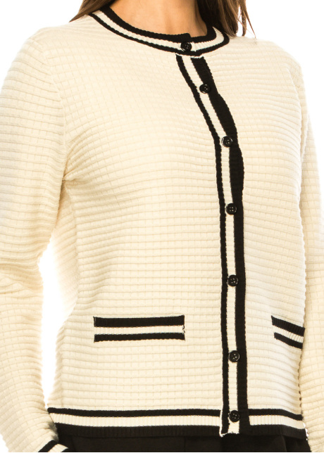 Creamy Cable Trim Cozy Cardigan