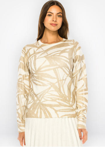 Metallic Gold Leaf Knit Top