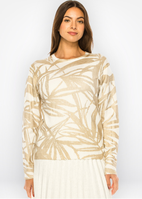 Metallic Gold Leaf Knit Top