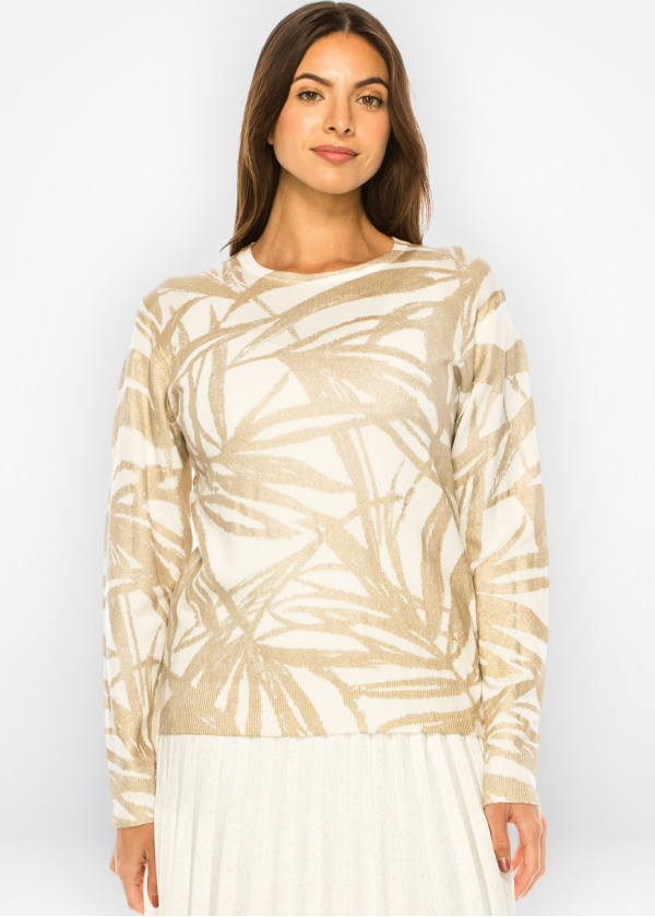 Metallic Gold Leaf Knit Top