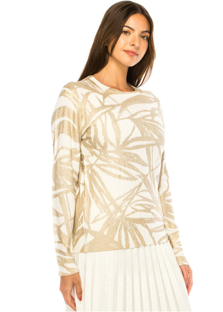 Metallic Gold Leaf Knit Top