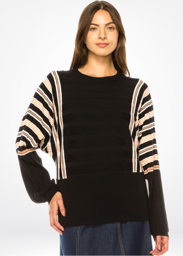 Sunrise Stripe Accented Pullover