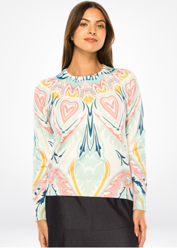 Pastel Dream Heart Pattern Sweater