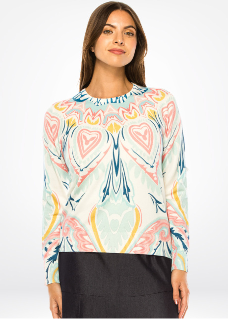Pastel Dream Heart Pattern Sweater