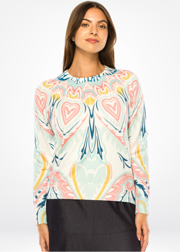 Pastel Dream Heart Pattern Sweater