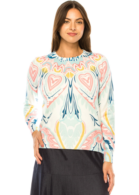 Pastel Dream Heart Pattern Sweater