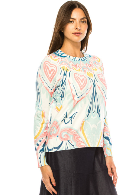 Pastel Dream Heart Pattern Sweater