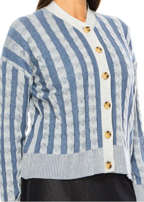 Sapphire Striped Cable Cardigan