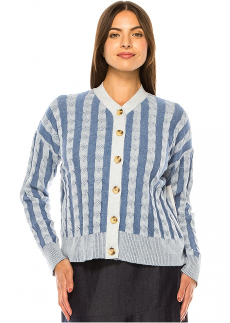 Sapphire Striped Cable Cardigan