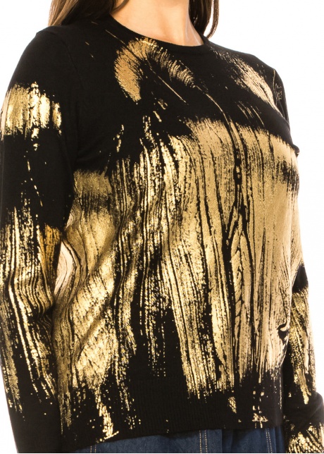 Golden Glimmer Black Knit Sweater