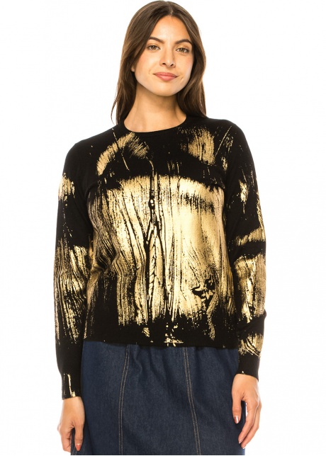 Golden Glimmer Black Knit Sweater
