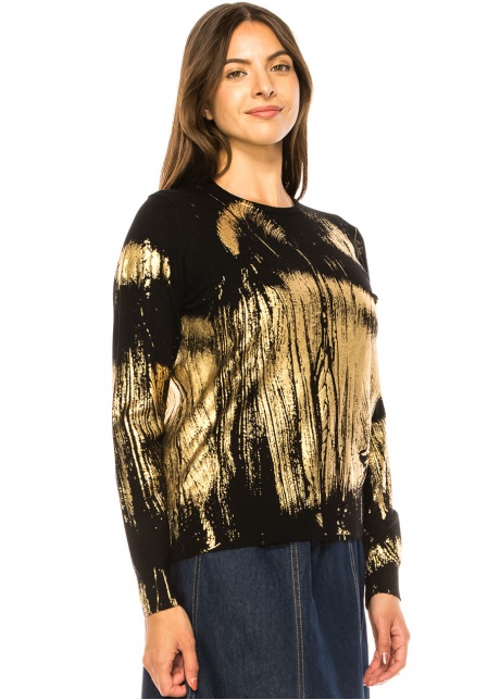Golden Glimmer Black Knit Sweater