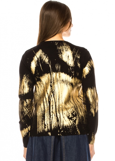 Golden Glimmer Black Knit Sweater