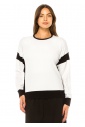 Classic Contrast Sweater – White with Black