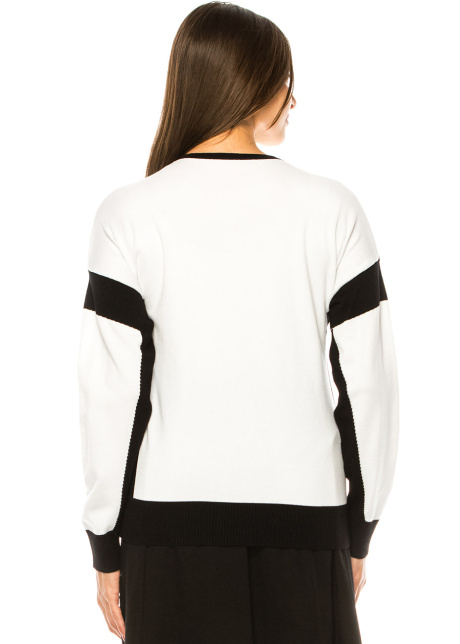 Classic Contrast Sweater – White with Black