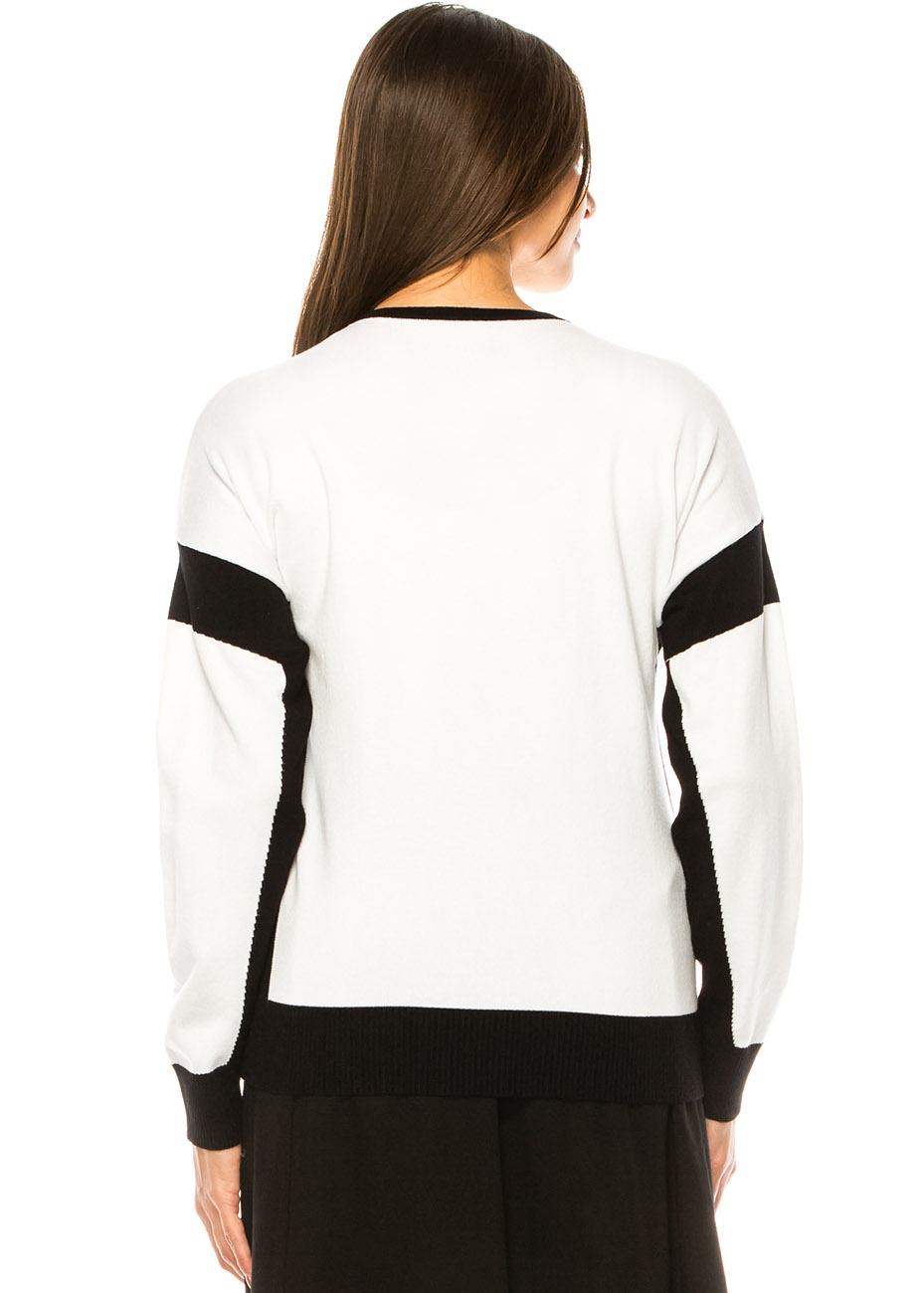 Classic Contrast Sweater – White with Black