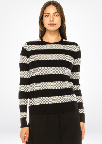 Chequerboard Chic Sweater