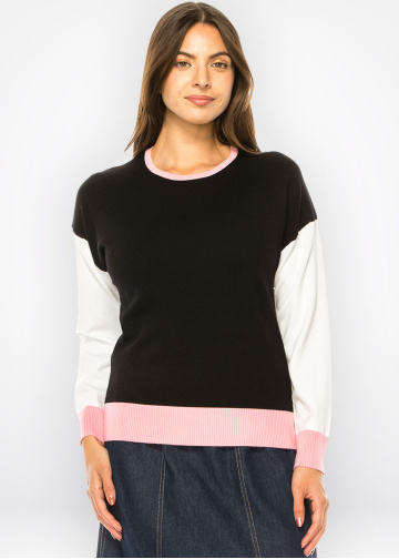Elegant Trio-Tone Knit Pullover