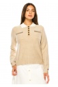 Classic Camel Shirt-Collar Pullover