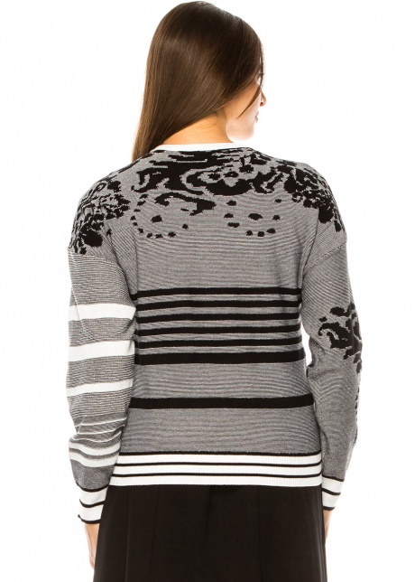 Abstract Noir Striped Sleeve Sweater