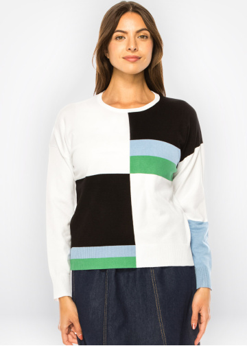 Serene Elegance Color Block Sweater