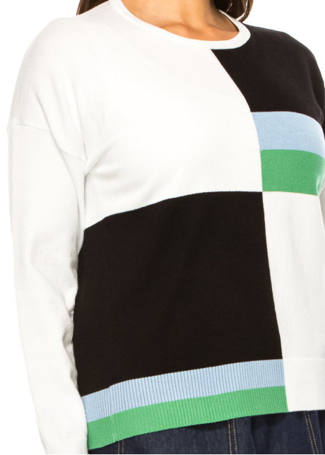 Serene Elegance Color Block Sweater