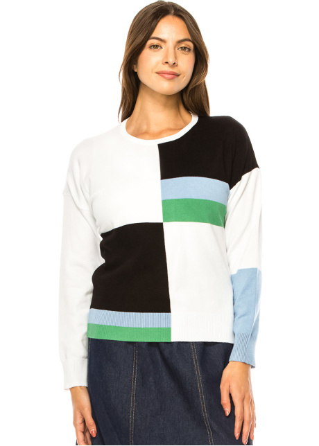 Serene Elegance Color Block Sweater
