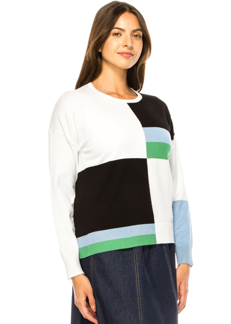 Serene Elegance Color Block Sweater