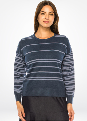 Navy Striped Knit Sweater – Classic Comfort