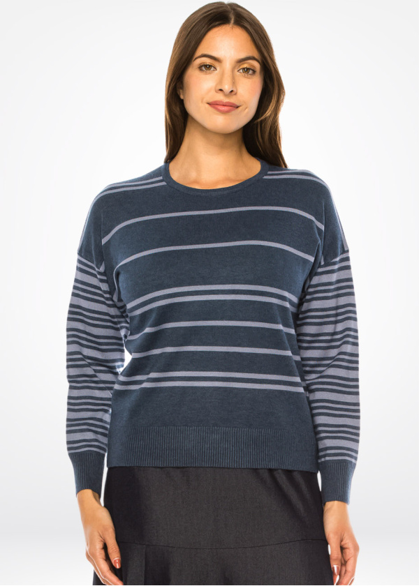 Navy Striped Knit Sweater – Classic Comfort
