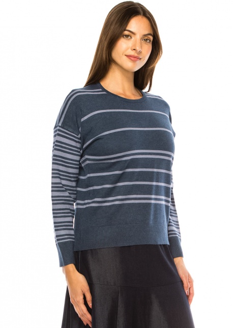 Navy Striped Knit Sweater – Classic Comfort