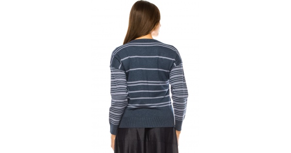 Navy Striped Knit Sweater – Classic Comfort | Modest Women Clothing ...